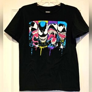 Marvel Mens Black Neon Venom Symbiote Graphic Tee Short Sleeve T-Shirt